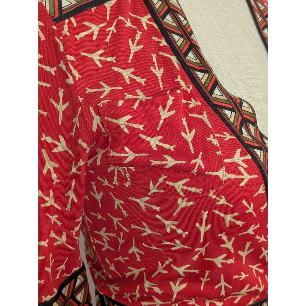 Diane von Furstenberg Lucinda Silk Wrap Dress Womens Size S Red Airplanes - Picture 3 of 11